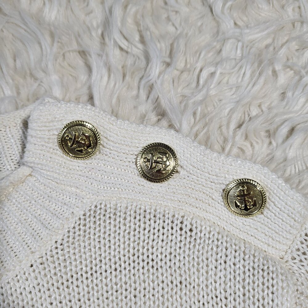 J.Crew Relaxed Linen Beach Sweater With Gold Shoulder Buttons - XS - Picture 9 of 14